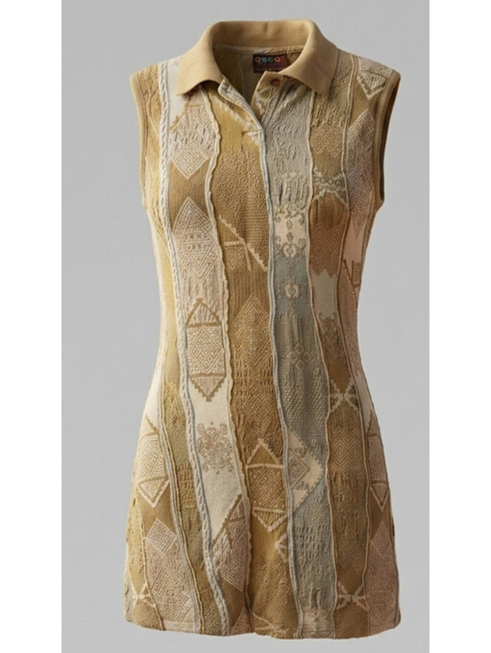 Vintage COOGI Australia Sleeveless Knit Polo Dress Tunic - Earth Tones, Size L